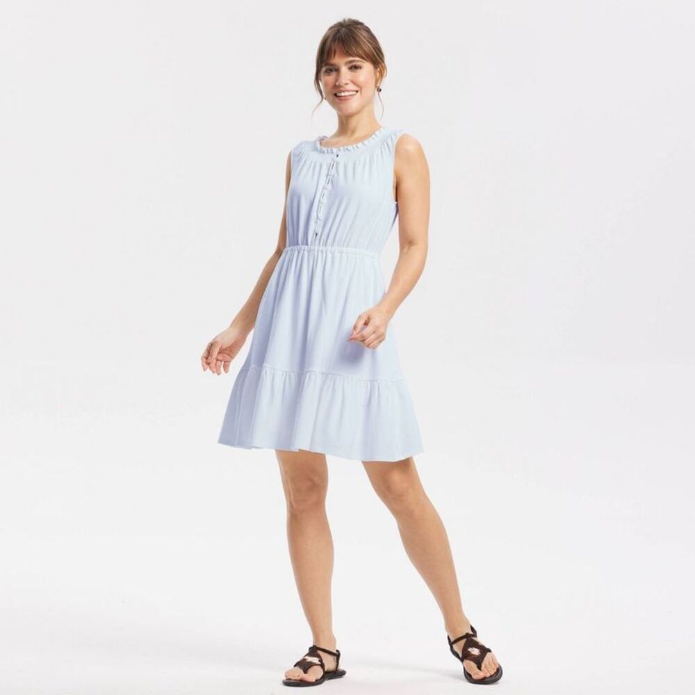 Women's Smocked Neck Tiered Mini Dress - Universal Thread Blue S